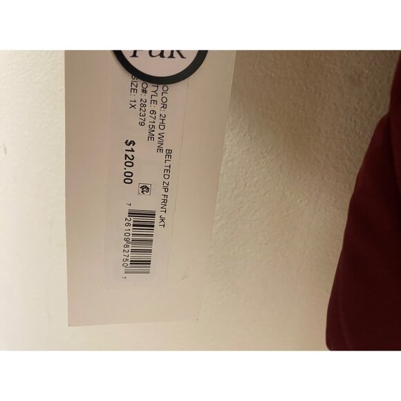 Maralyn & Me Women's Wine Trendy Plus Belted Trim Hooded Puffer Coat Size 1X NWT - Picture 6 of 7